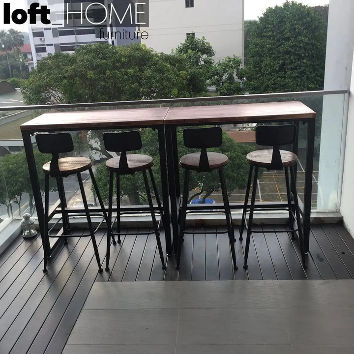 Industrial pine wood round bar chair starbuck wood situational feels.