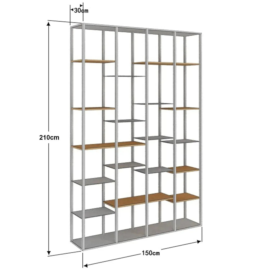 Industrial pine wood display shelf cozy with context.