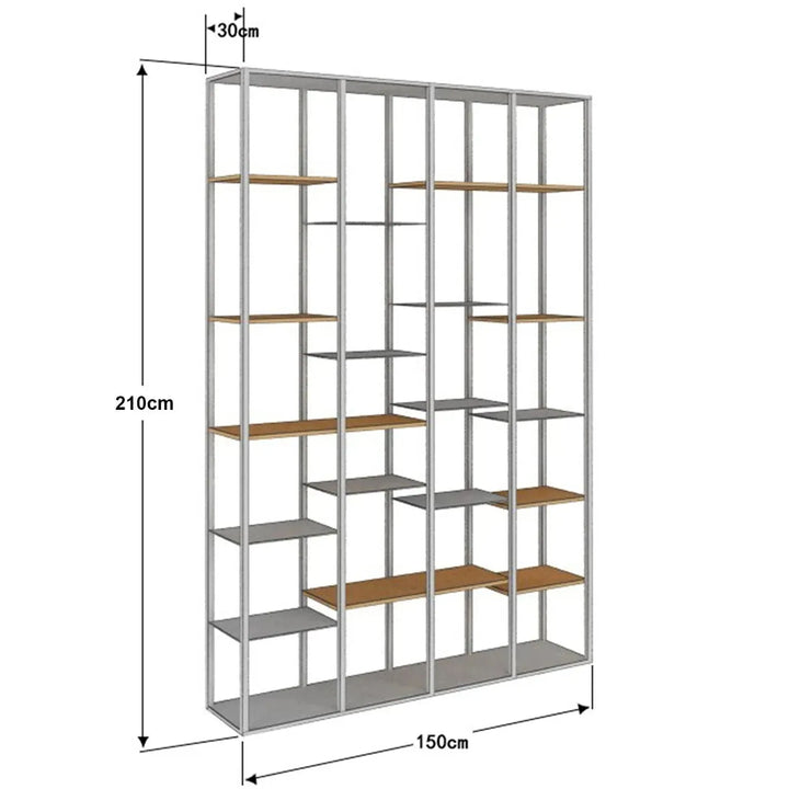 Industrial pine wood display shelf cozy with context.