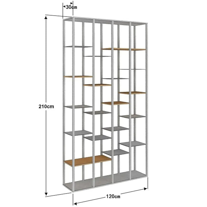 Industrial pine wood display shelf cozy in real life style.