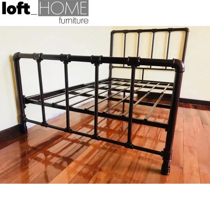 Industrial steel bed pipe with context.