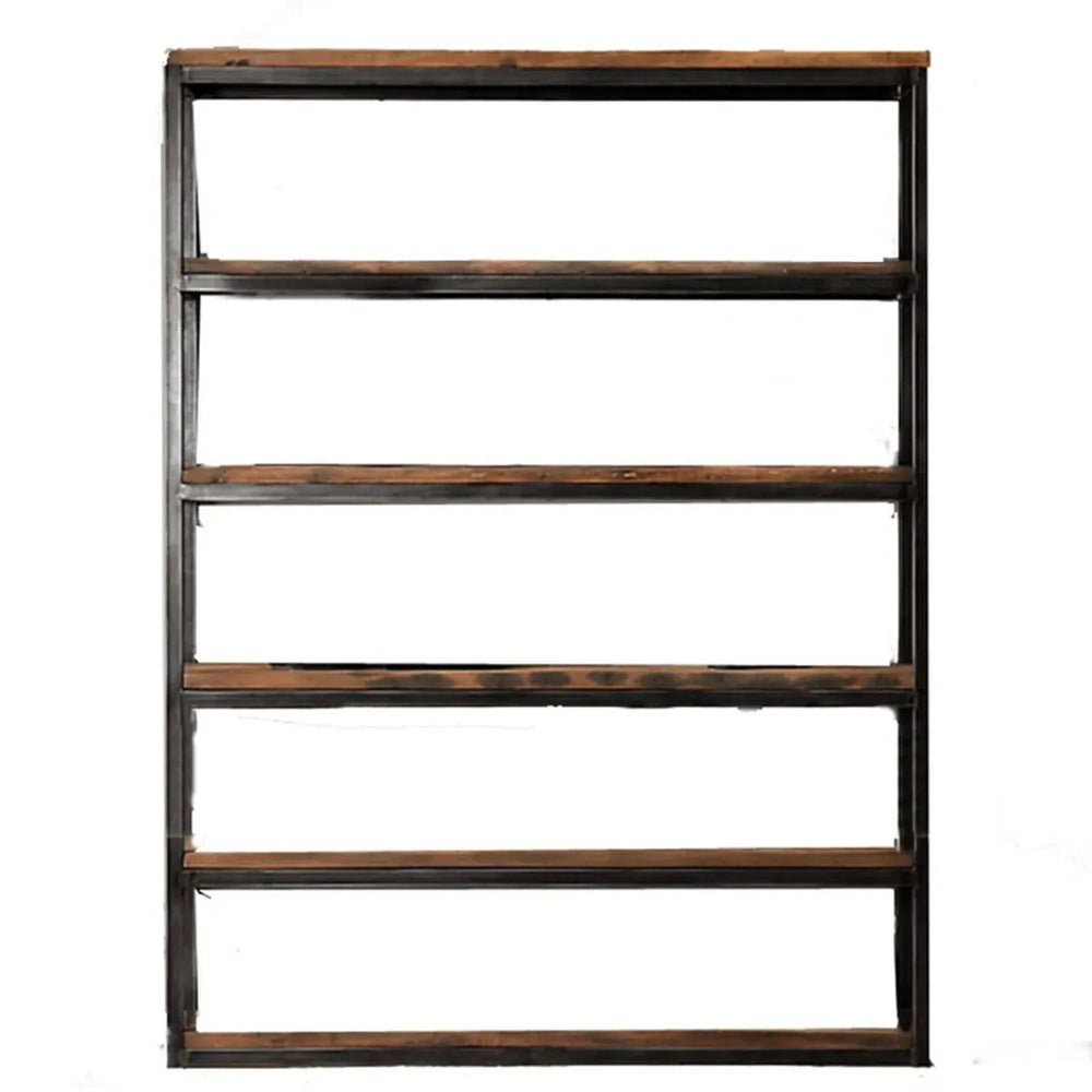 Industrial steel display shelf mysteel l in white background.