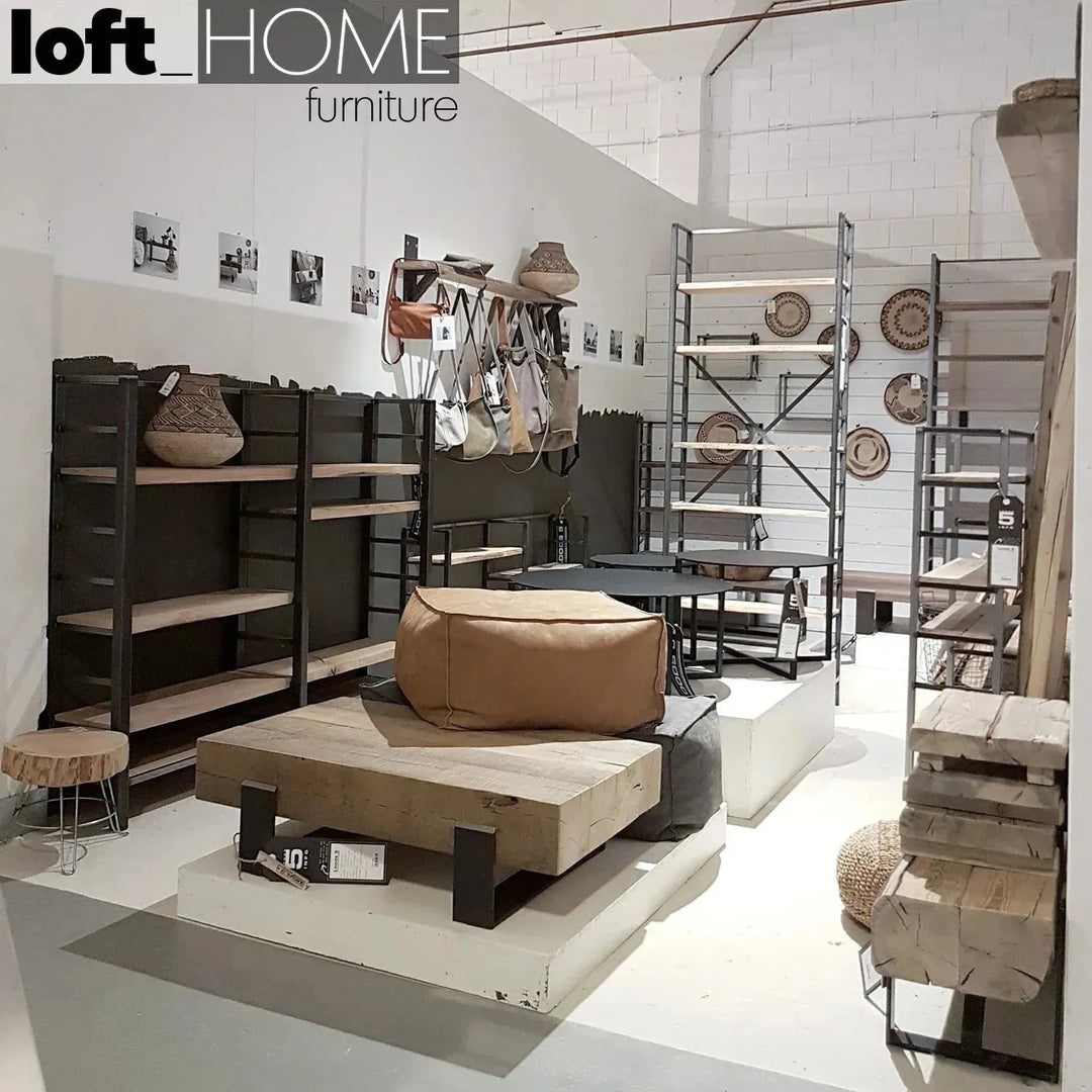 Rustic wood coffee table noer in real life style.