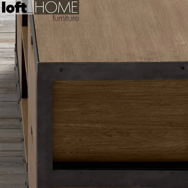 Industrial wood display shelf ladder environmental situation.