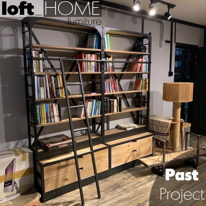 Industrial wood display shelf ladder situational feels.