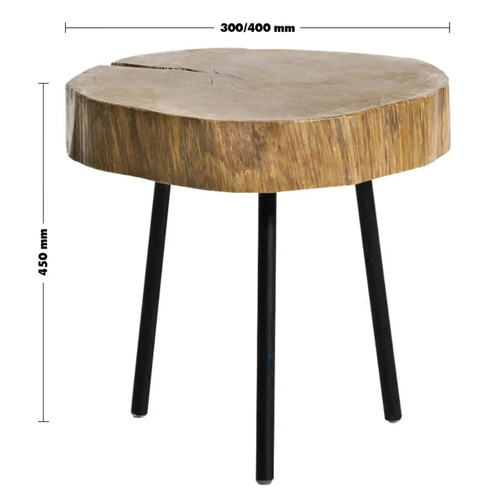 Rustic wood side table timber size charts.