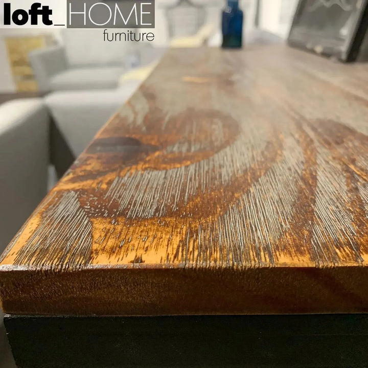 Industrial wood side table trolley detail 5.