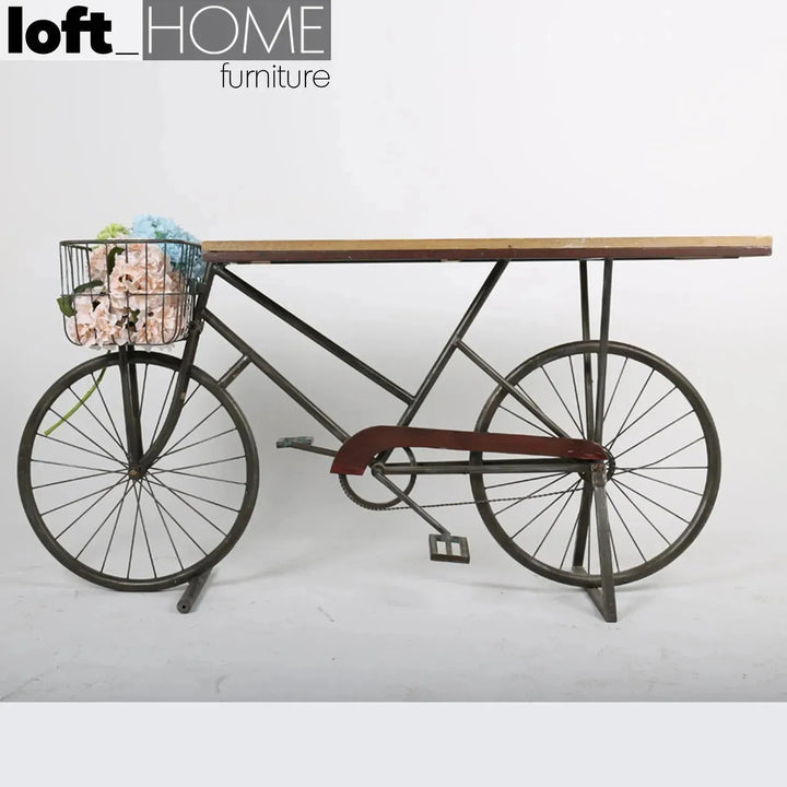 Industrial wood study table bicycle conceptual design.
