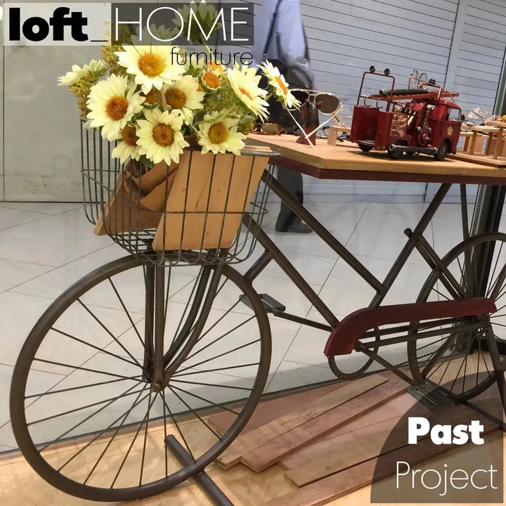 Industrial wood study table bicycle material variants.