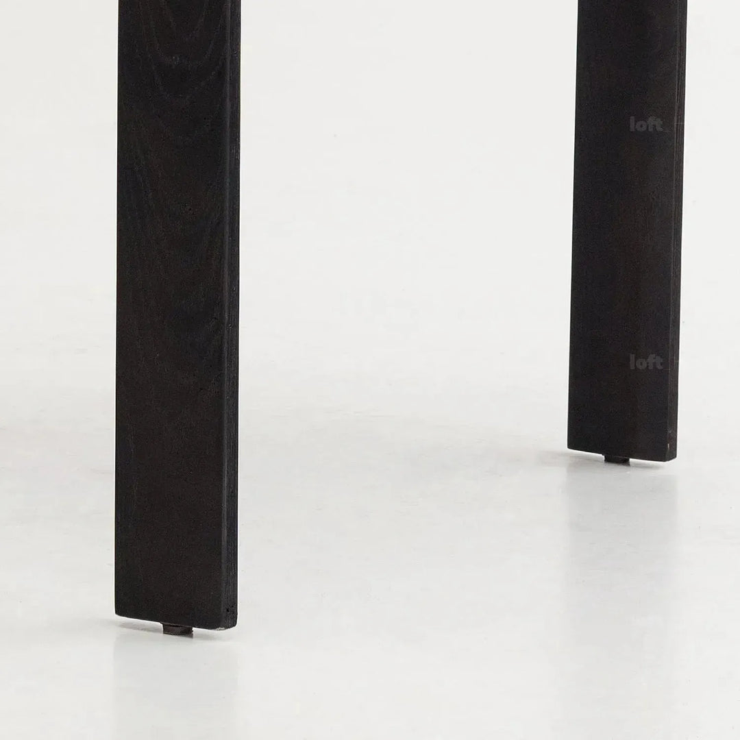 Japandi boucle fabric/leather dining chair semi circle detail 13.