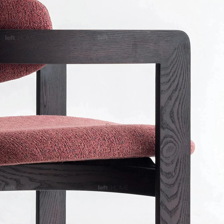 Japandi boucle fabric/leather dining chair semi circle conceptual design.