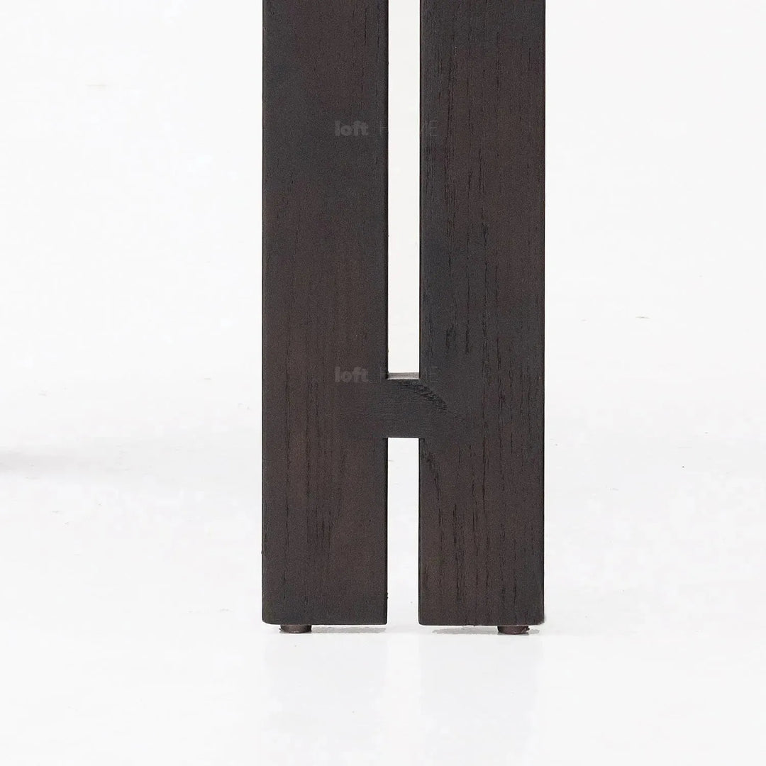 Japandi boucle fabric/leather dining chair semi circle detail 12.