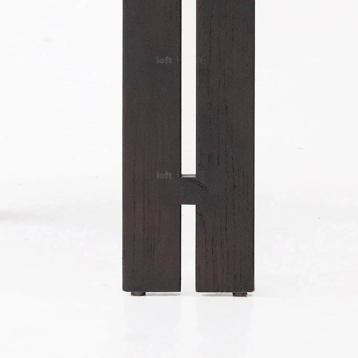 Japandi boucle fabric/leather dining chair semi circle detail 12.