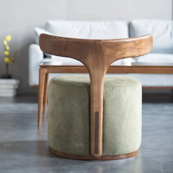 Japandi boucle fabric ottoman moby dick in real life style.