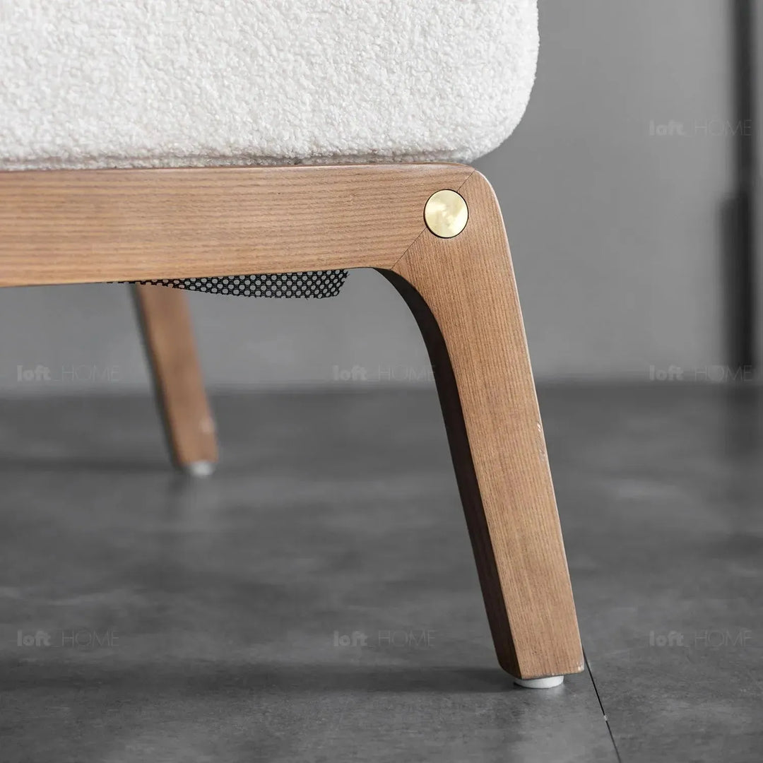 Japandi boucle fabric sofa chaise contemporaty layered structure.