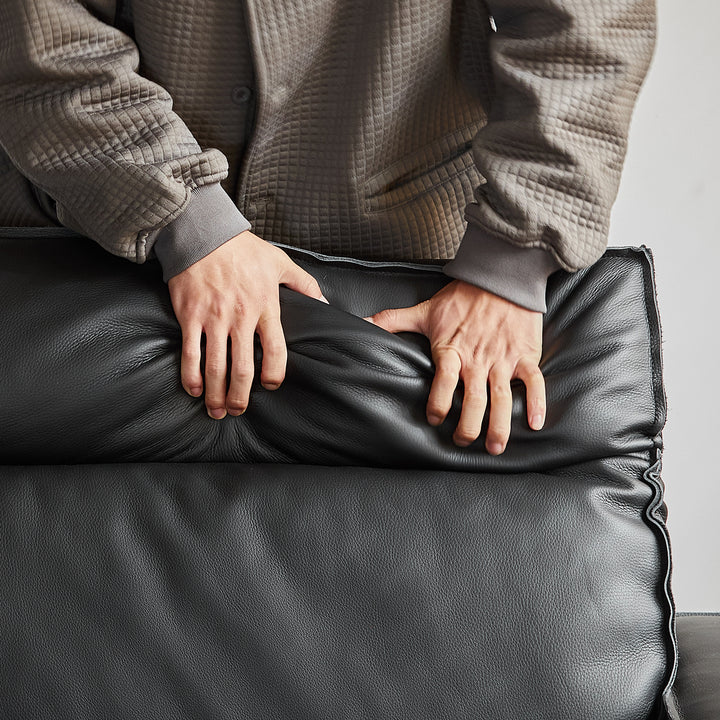 Japandi genuine leather 1 seater sofa river situational feels.