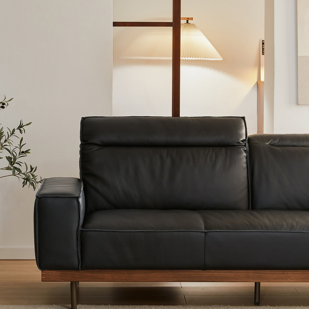 Japandi genuine leather 1 seater sofa river size charts.
