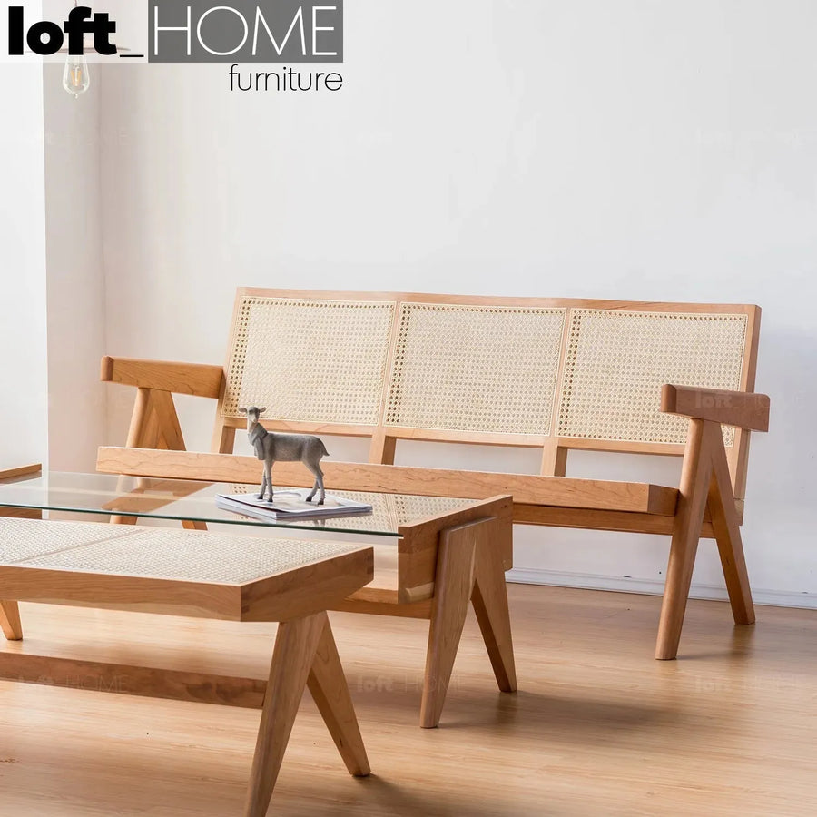 Scandinavian rattan 3 seater sofa chandigarh primary product view.