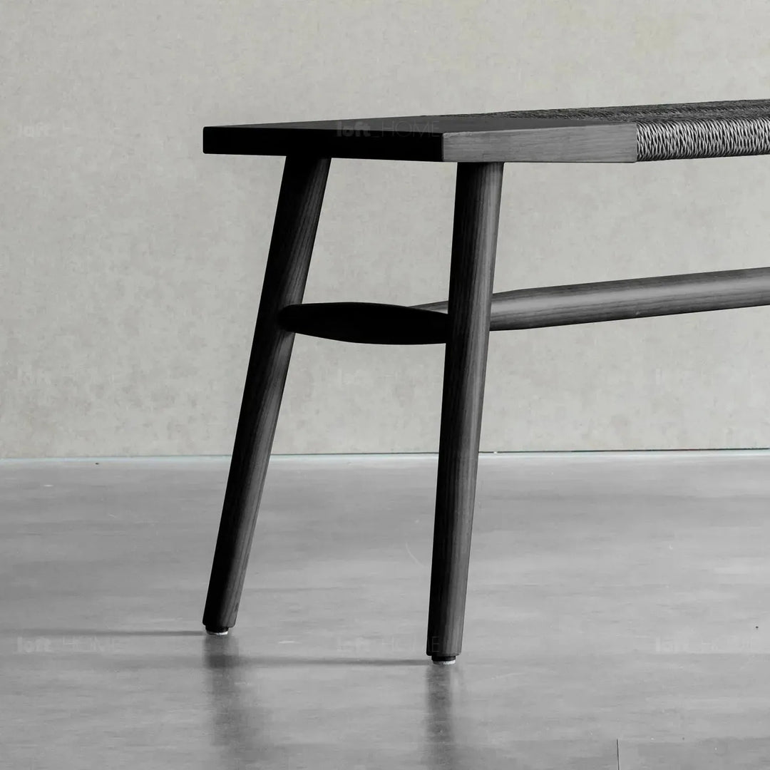 Japandi wood woven rope dining bench woven detail 14.