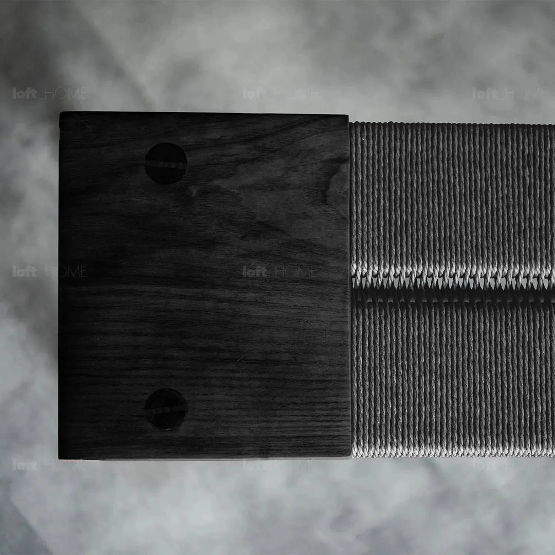 Japandi wood woven rope dining bench woven detail 11.