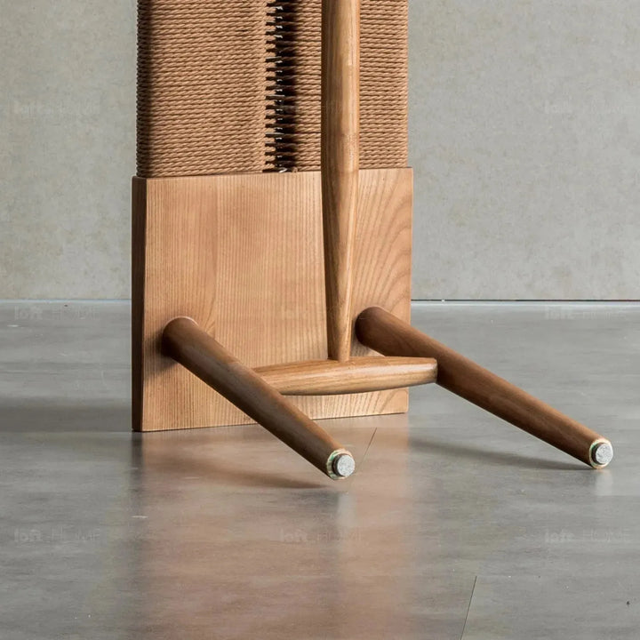 Japandi wood woven rope dining bench woven detail 9.