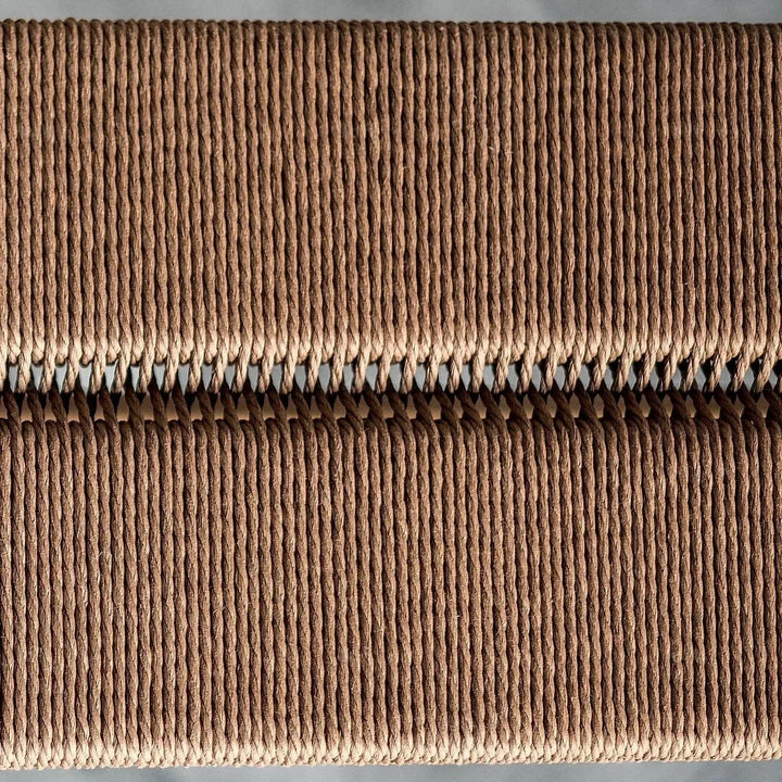 Japandi wood woven rope dining bench woven detail 7.