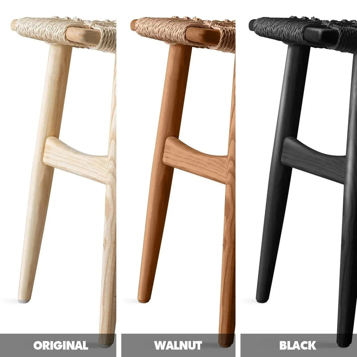 Japandi wood woven rope dining stool woven color swatches.