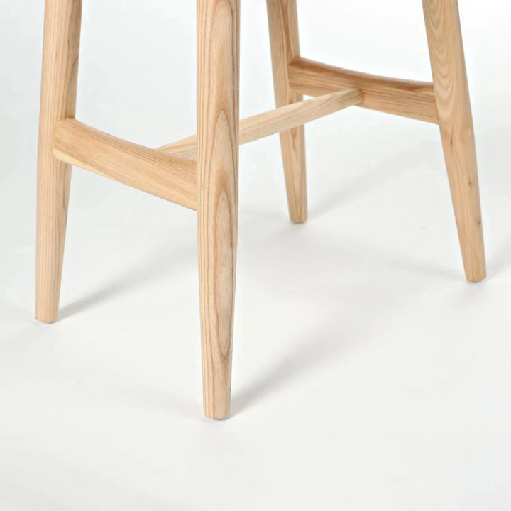 Japandi wood woven rope dining stool woven conceptual design.