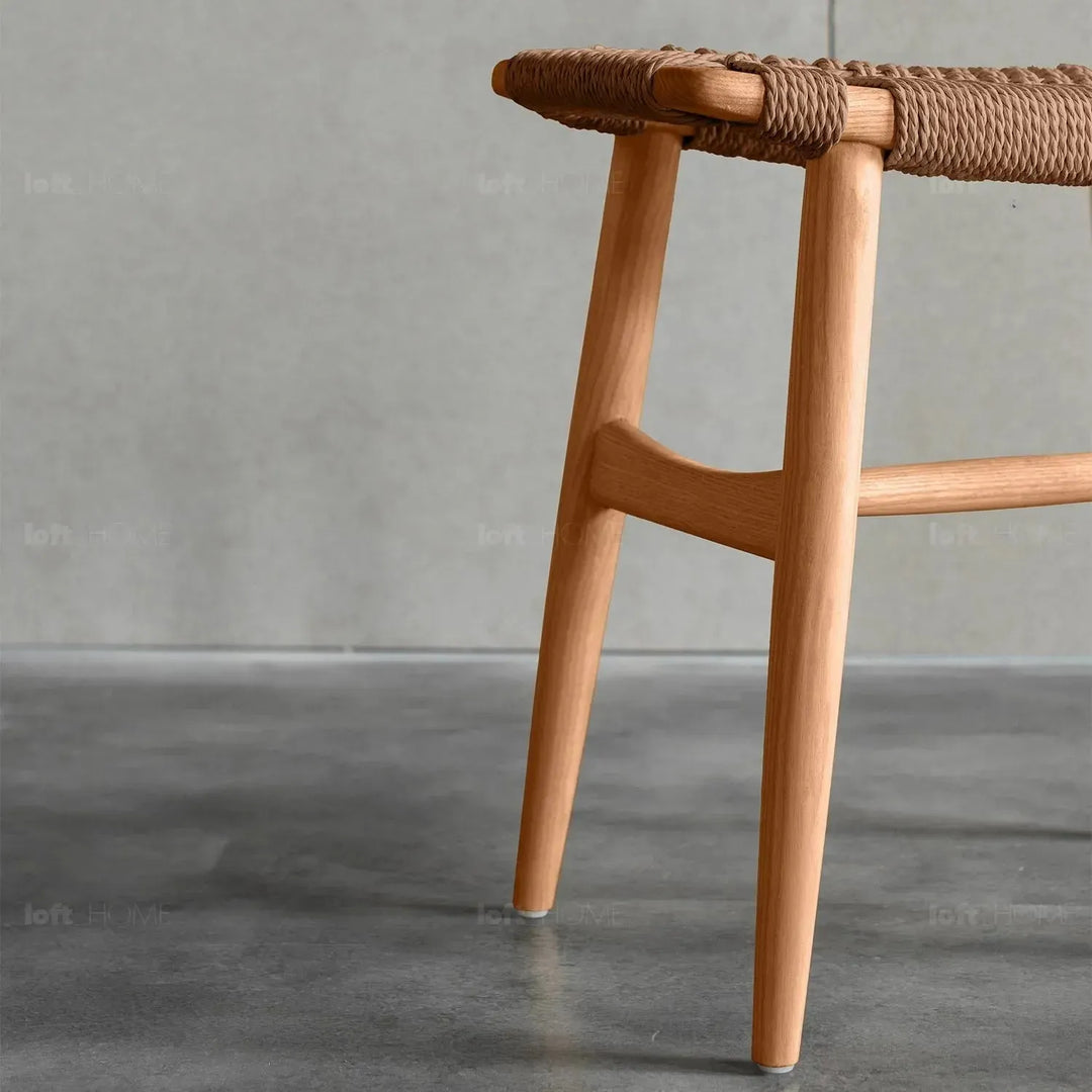 Japandi wood woven rope dining stool woven detail 5.