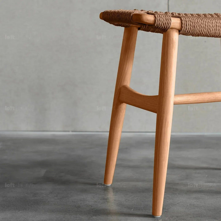 Japandi wood woven rope dining stool woven detail 5.