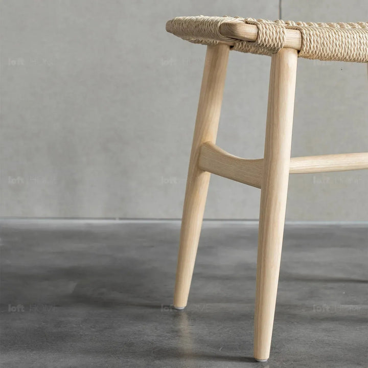 Japandi wood woven rope dining stool woven environmental situation.