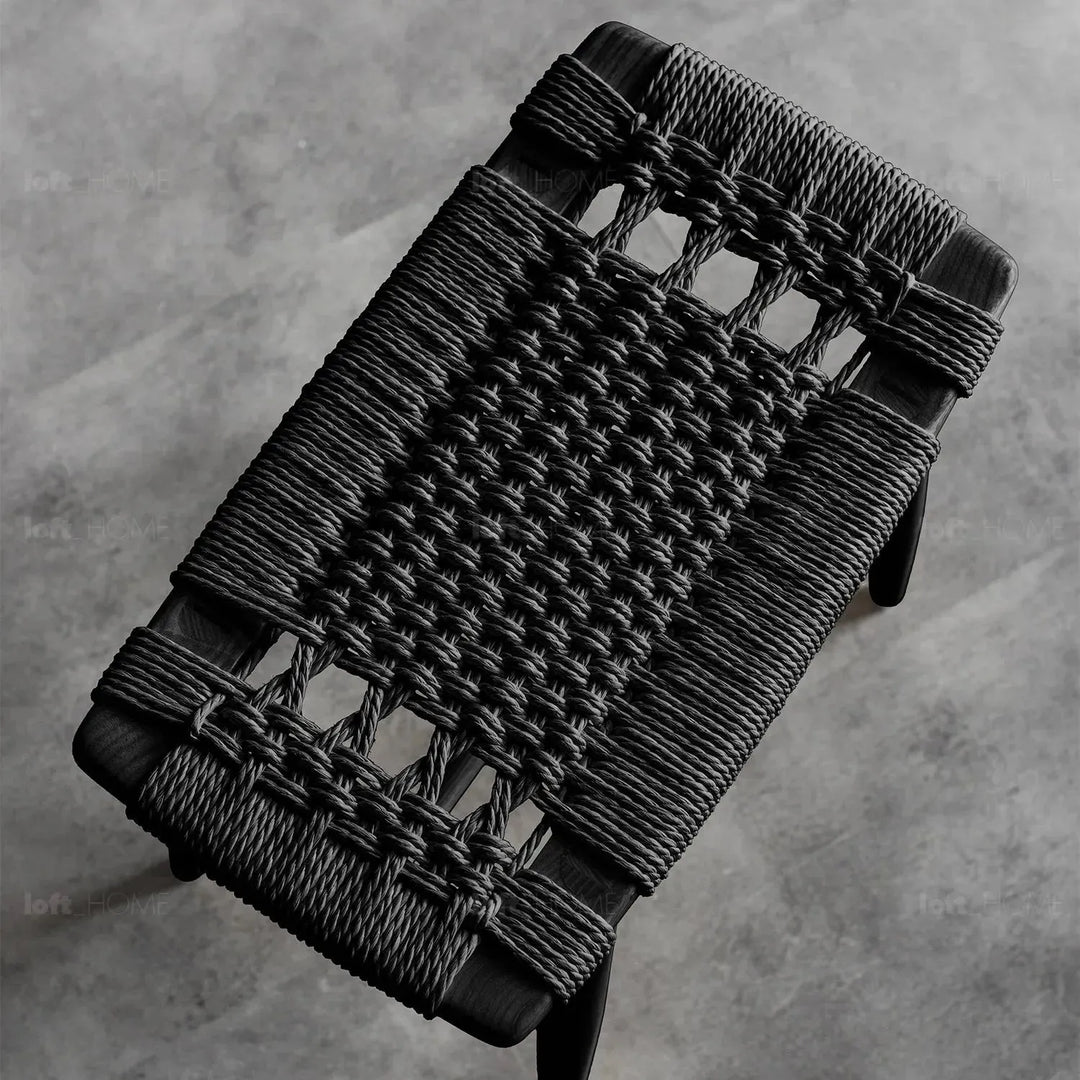 Japandi wood woven rope dining stool woven detail 7.