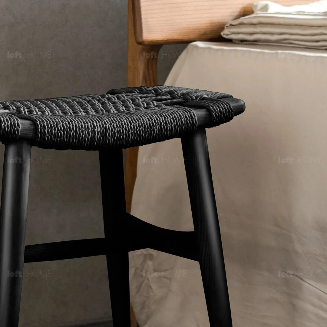 Japandi wood woven rope dining stool woven detail 8.