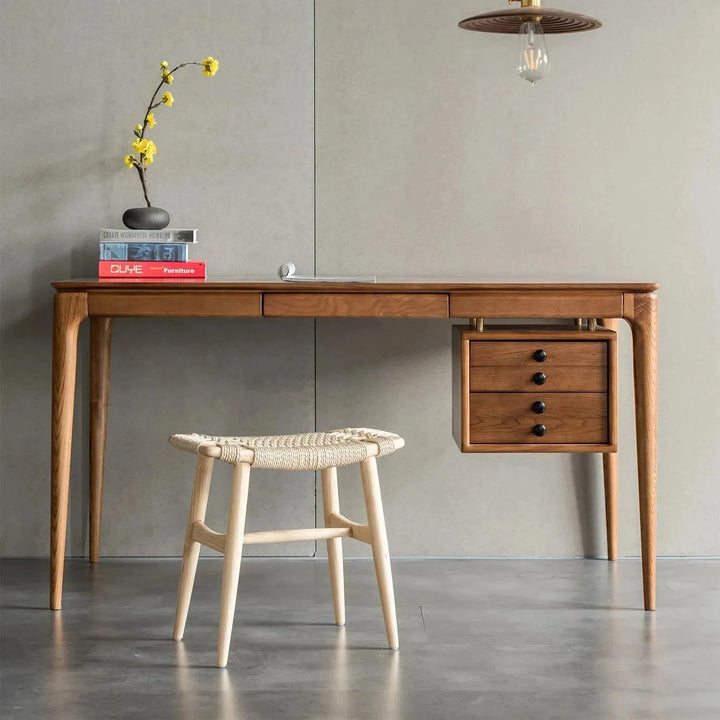 Japandi wood woven rope dining stool woven detail 1.