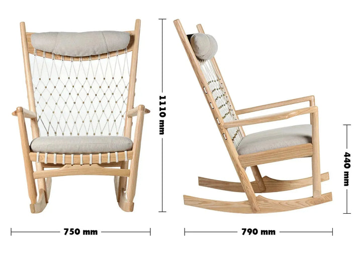 Japandi rope woven rocking chair hans wegner size charts.