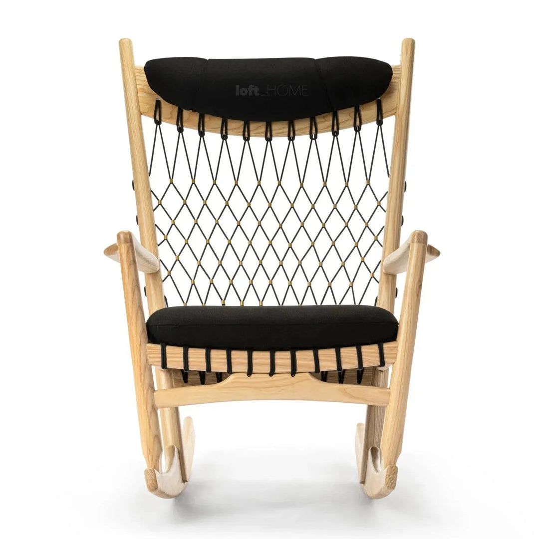 Japandi rope woven rocking chair hans wegner detail 12.