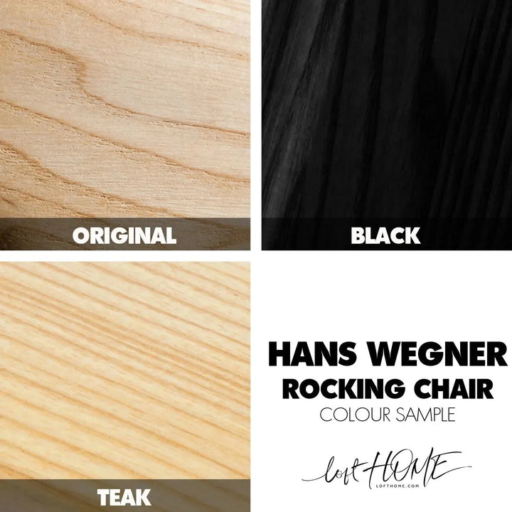 Japandi rope woven rocking chair hans wegner material variants.