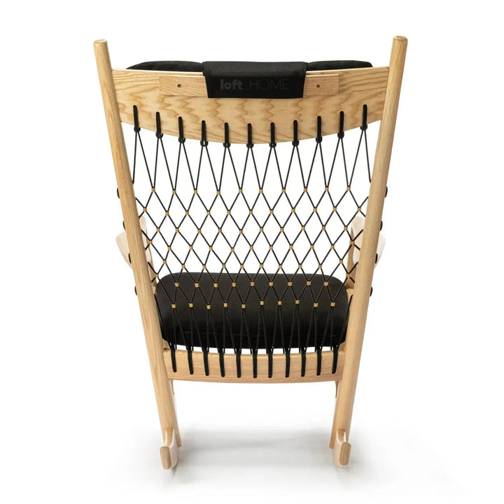 Japandi rope woven rocking chair hans wegner detail 11.