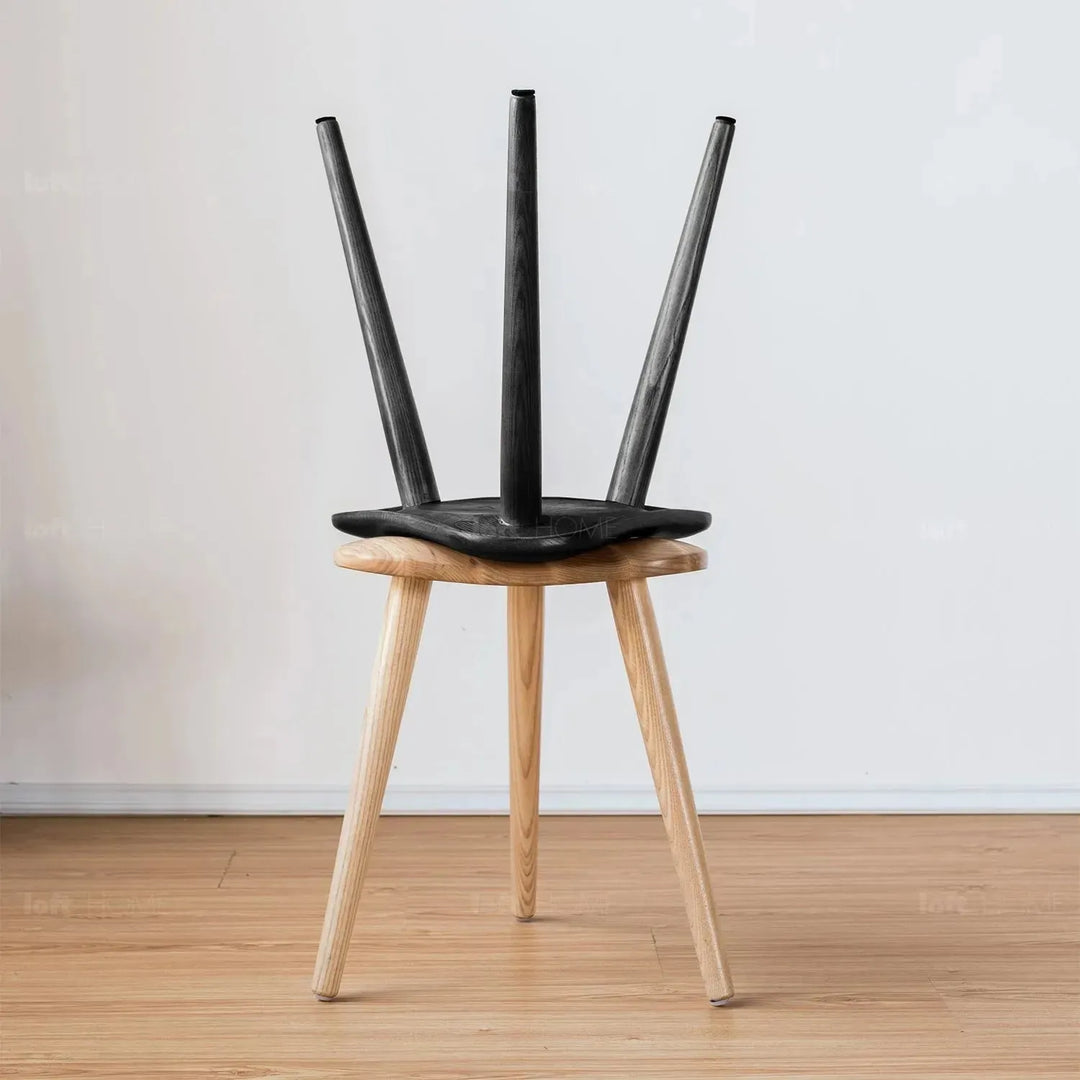 Japandi wood dining stool ride detail 7.