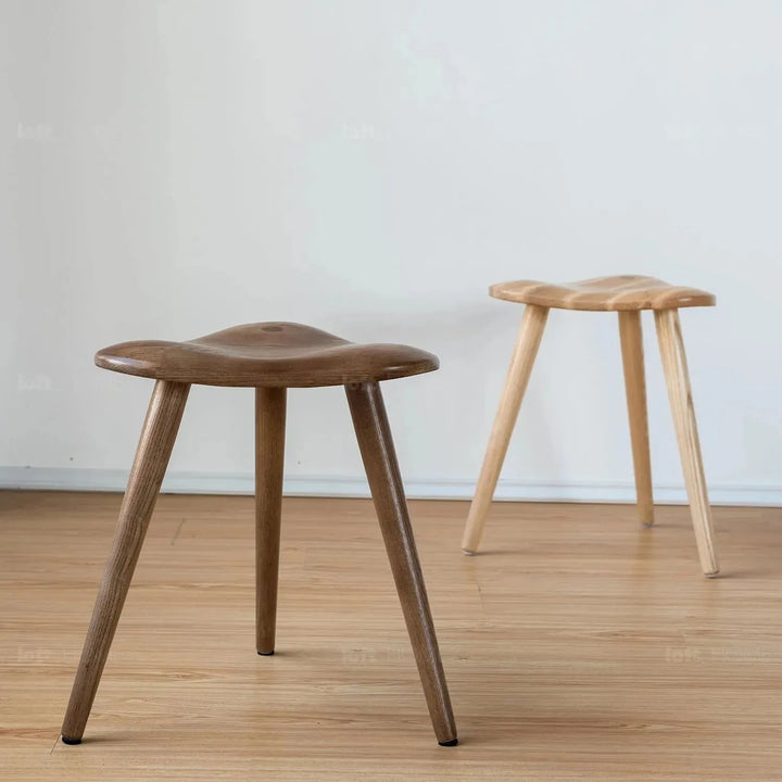 Japandi wood dining stool ride environmental situation.
