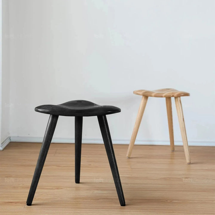 Japandi wood dining stool ride detail 6.