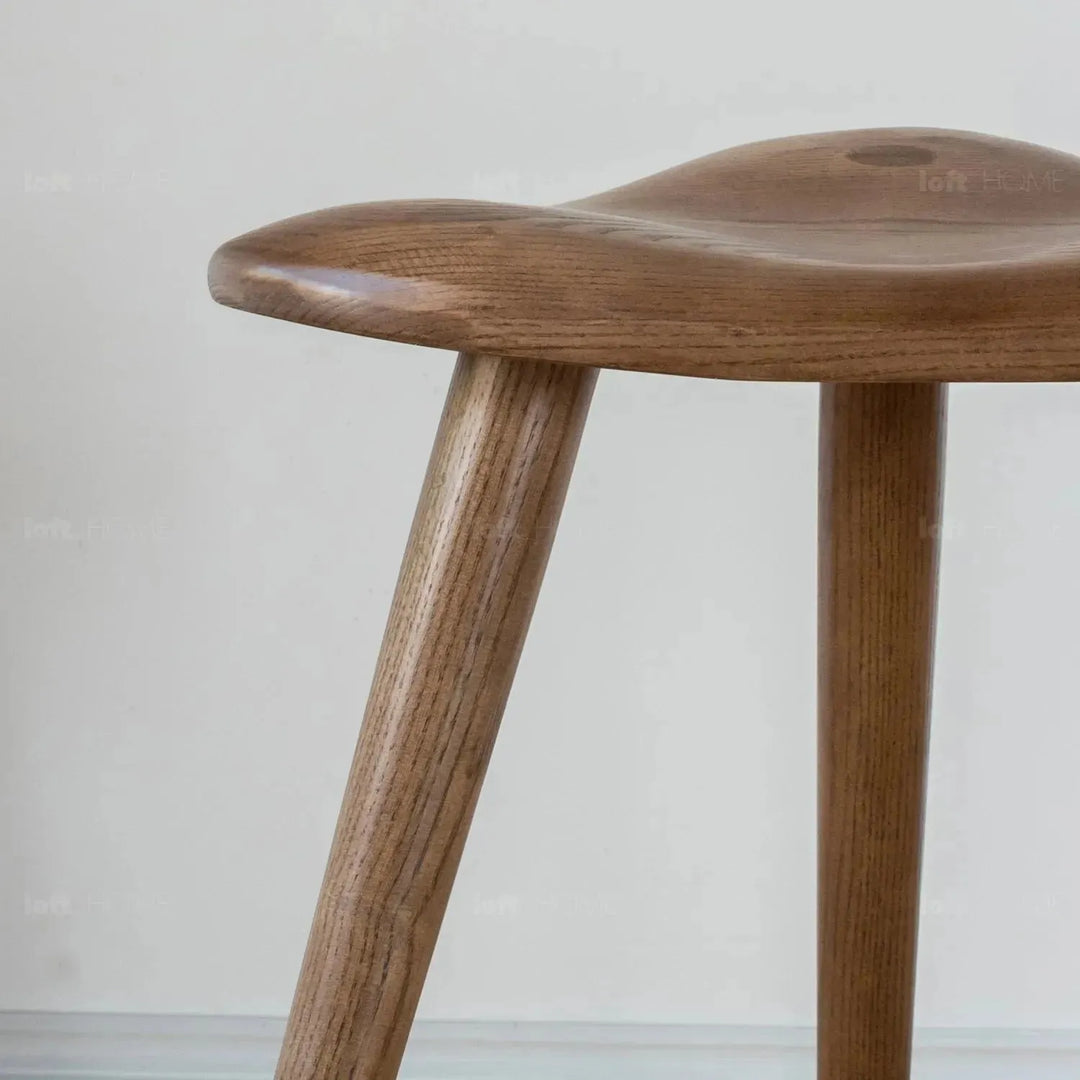 Japandi wood dining stool ride detail 3.