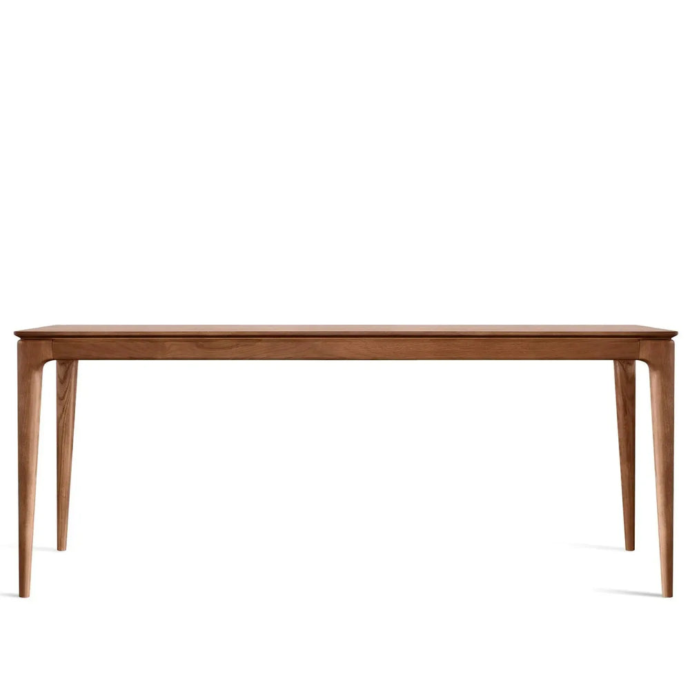 Japandi wood dining table adeline in white background.