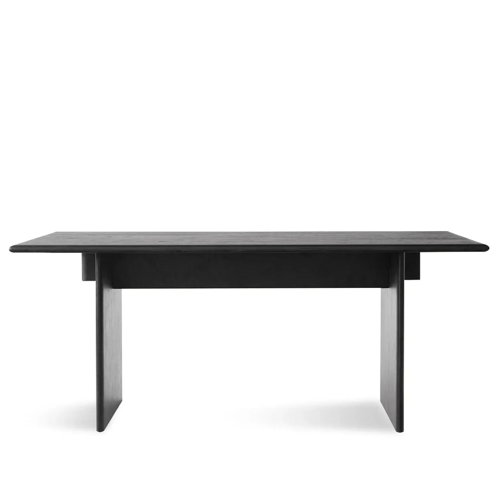 Japandi wood dining table sail in white background.