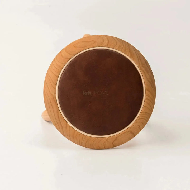 Japandi wood round stool 2pcs set petite in real life style.