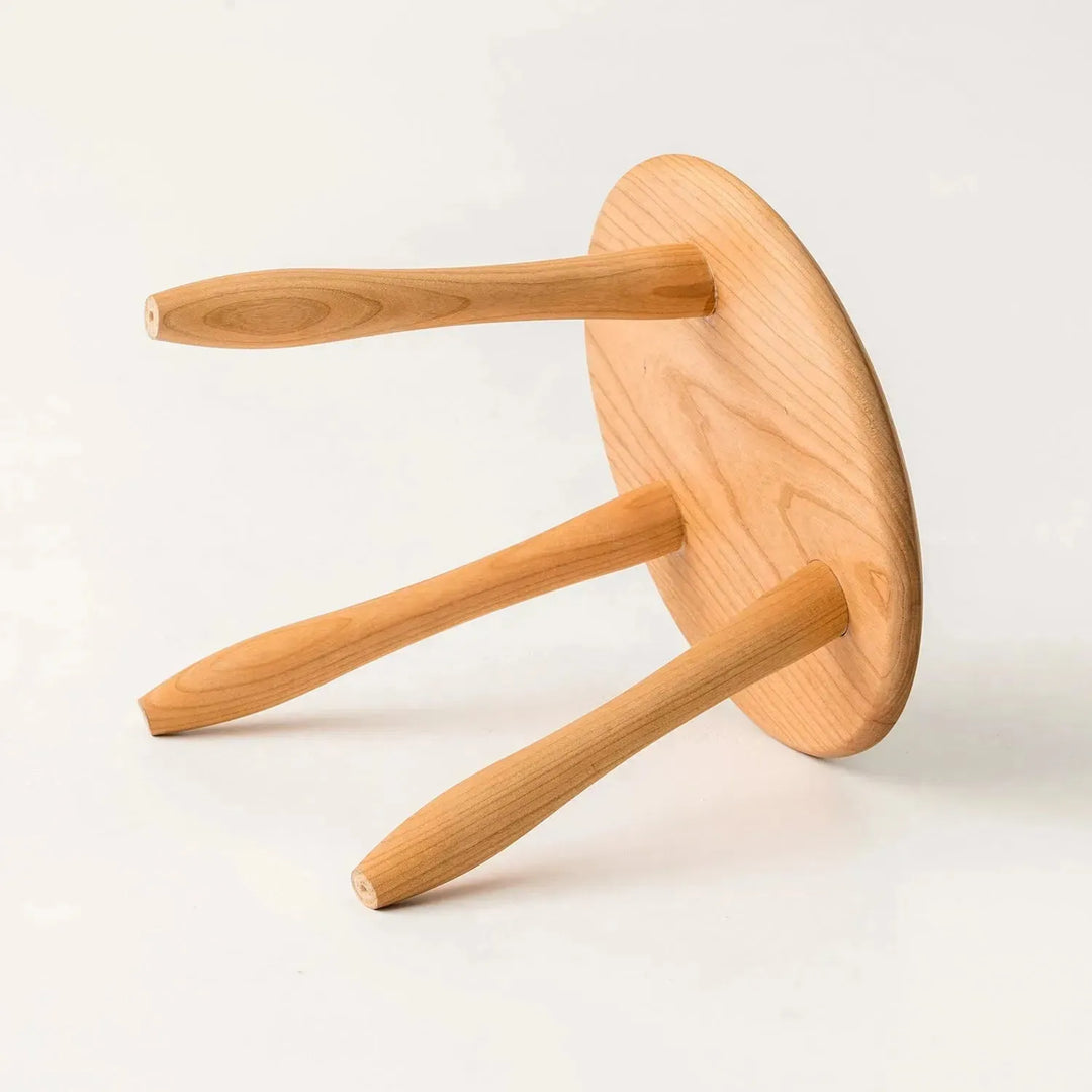 Japandi wood round stool 2pcs set petite material variants.