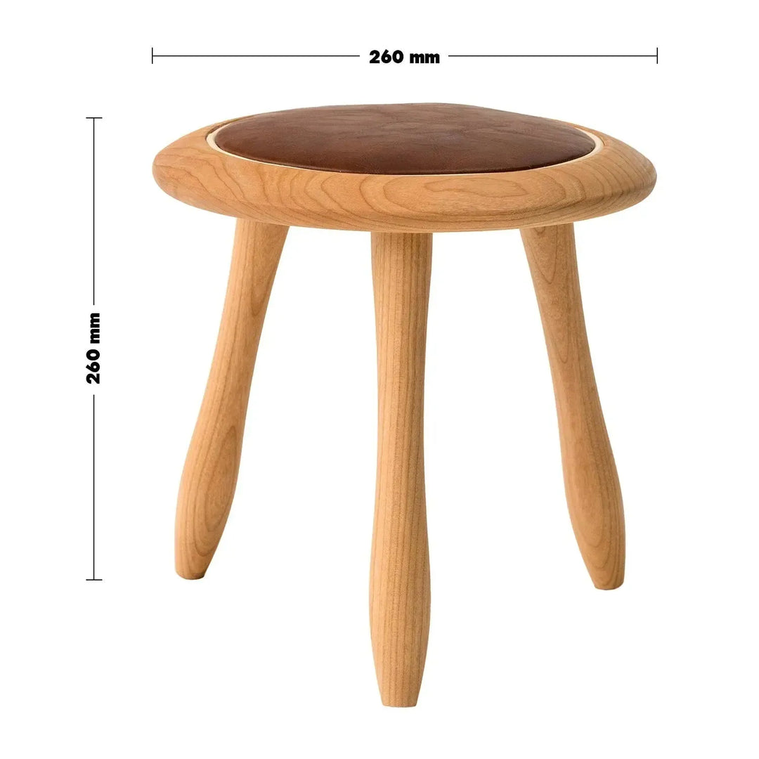 Japandi wood round stool 2pcs set petite size charts.