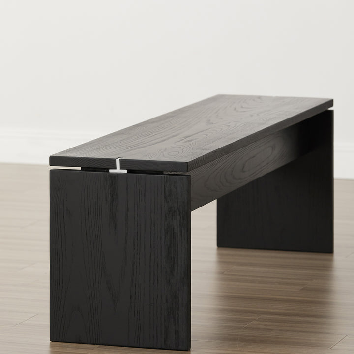 Minimalist ash wood dining bench black oslo in real life style.
