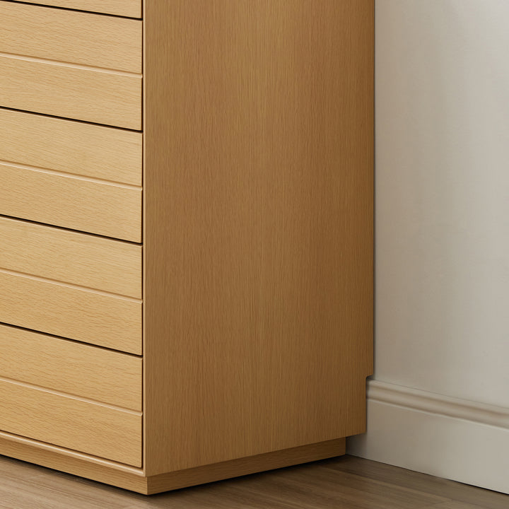 Minimalist ash wood veneer chest of 5 drawers moi in details.