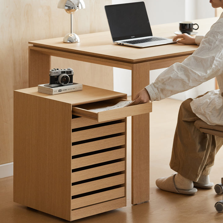 Minimalist ash wood veneer chest of 7 drawers lucy primary product view.